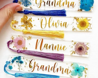 Personalised Resin Flower Bookmark