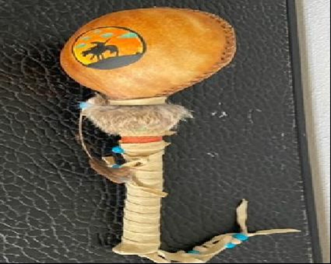 Hand-painted Ceremonial Rattle Southwest-inspired Gourd & Rawhide - Etsy