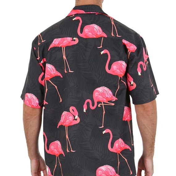 Men's Black Button Down Hawaiian Shirt 