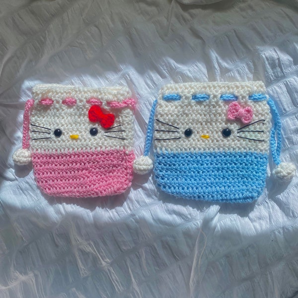 Hello Kitty Crochet Drawstring pouch