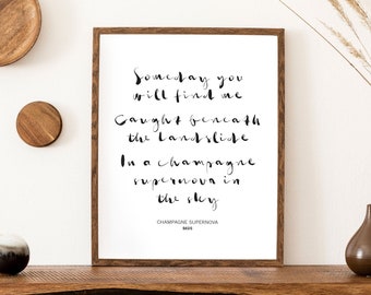 Champagne Supernova Oasis Rock Song Gallagher Music Lyrics Quote Wall Art Poster Print INSTANT DIGITAL DOWNLOAD