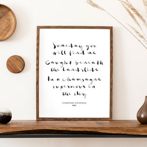 Champagne Supernova Oasis Rock Song Gallagher Music Lyrics Quote Wall Art Poster Print INSTANT DIGITAL DOWNLOAD