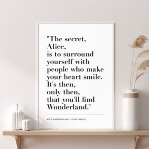 Alice in Wonderland Lewis Carroll Literature Novel Book Author Quote Wall Art Poster Print INSTANT DIGITAL DOWNLOAD