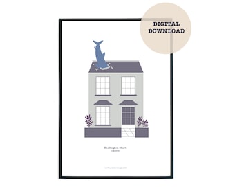 Oxford Art Print - Shark House - Headington - Oxford - Downloadable Wall Art - Oxford Gift - A4 Wall Art