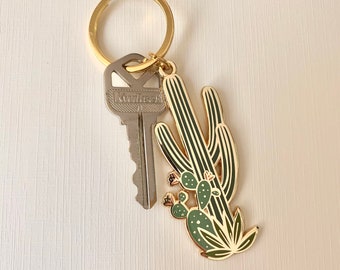 Saguaro Enamel Keychain | Cactus Keyring | Prickly Pear Chain | Desert | Southwest | Bag Accessory | Keys