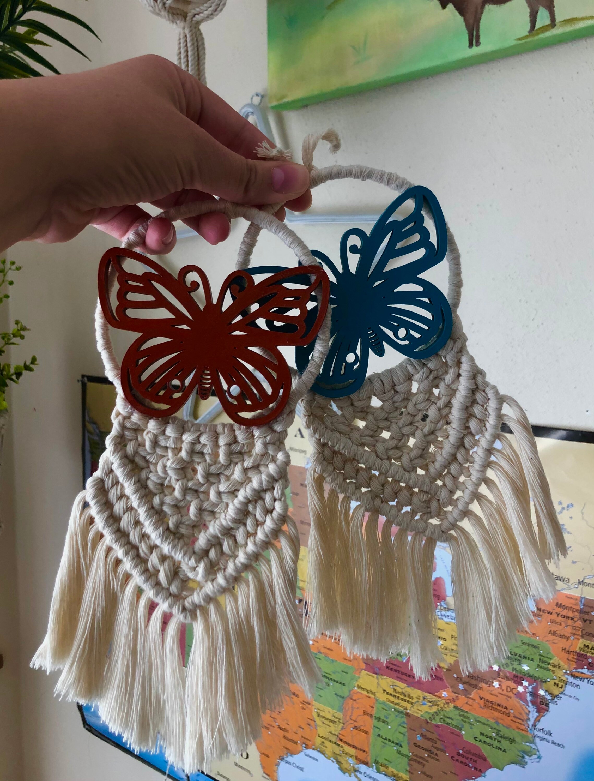 Handmade mini macrame butterfly wall hanging Etsy