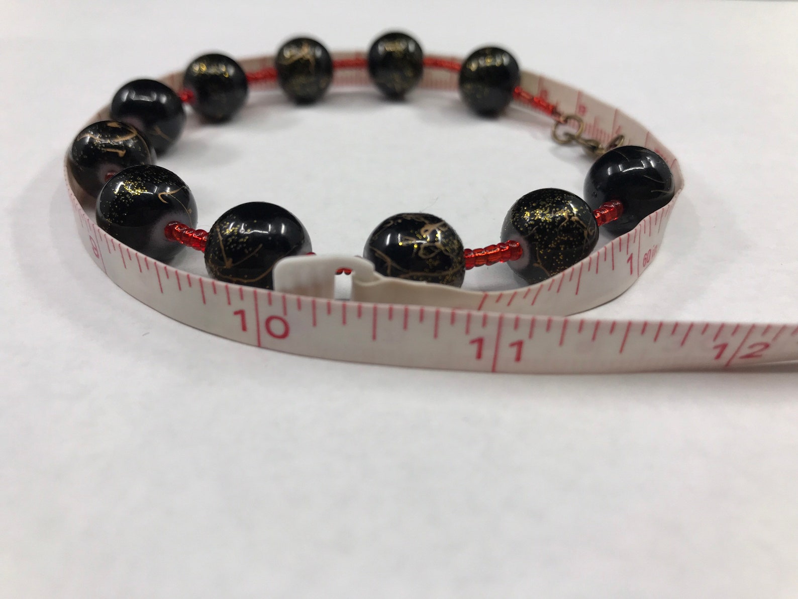 Red and Black Beaded Bracelet and Earring Set Etsy