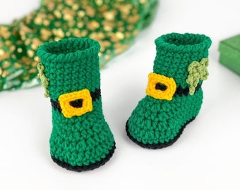 St. Patrick's Day Baby Booties Crochet Pattern