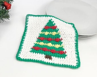 Christmas Tree Dishcloth Crochet Pattern