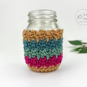 Mason Jar Cover Crochet Pattern Easy Crochet Jar Covers Mason Jar Cozy Pattern Quick Crochet Jar Sleeves PDF Crochet Pattern image 5