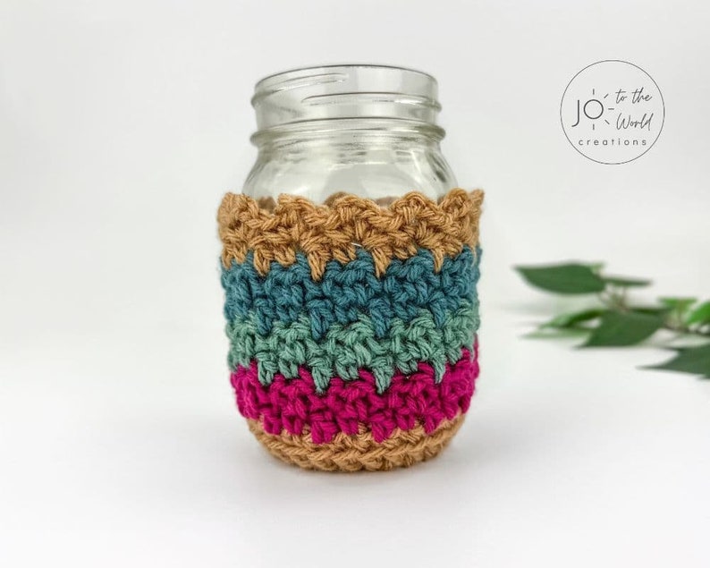 Mason Jar Cover Crochet Pattern Easy Crochet Jar Covers Mason Jar Cozy Pattern Quick Crochet Jar Sleeves PDF Crochet Pattern image 5