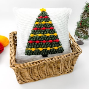 Christmas Tree Crochet Pillow Pattern | Christmas Pillow Crochet Pattern | Removable Pillow Cover