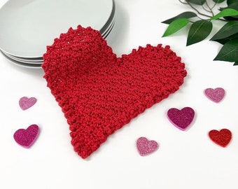 Crochet Heart Pattern | Heart Dishcloth Crochet Pattern
