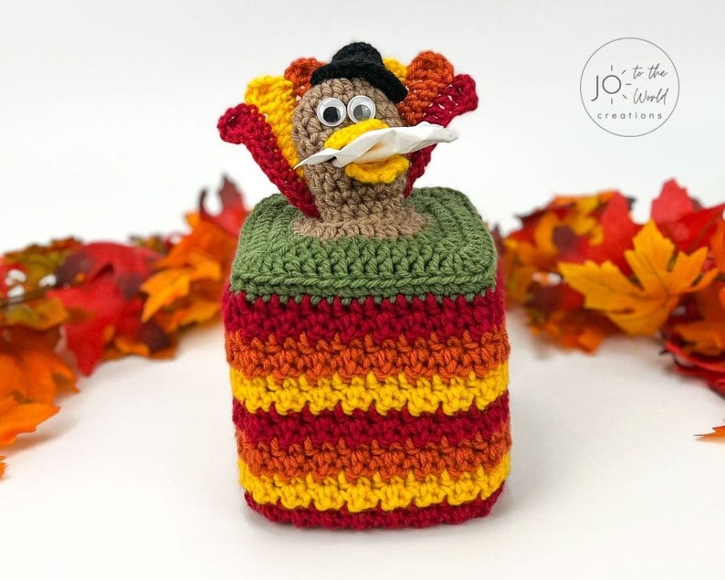 Crochet Turkey Tissue Dispenser / Tissue Box Cover Pattern image 4