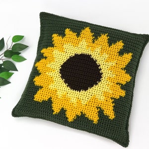 Crochet Pillow Cover, Crochet Sunflower Pillow Pattern, Instant Download PDF