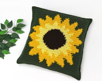 Crochet Pillow Cover, Crochet Sunflower Pillow Pattern, Instant Download PDF