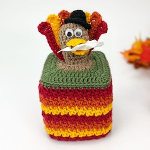 Crochet Turkey Tissue Dispenser / Tissue Box Cover Pattern image 1