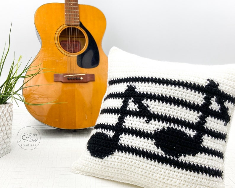 Music Notes Pillow Cover Crochet Pattern image 4