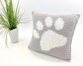 Paw Print Pillow Cover Crochet Pattern