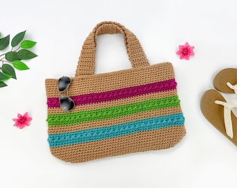 Crochet Beach Bag Pattern | Crochet Bag Pattern | Crochet Tote Bag Pattern