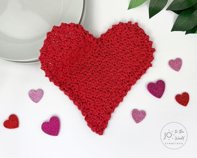 Crochet Heart Pattern Heart Dishcloth Crochet Pattern image 6