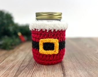 Christmas Mason Jar Cover Crochet Pattern | Crochet Jar Cover | Christmas Crochet Decoration | Christmas Crochet Pattern