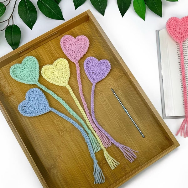 Heart Bookmark Crochet Pattern | Crochet Bookmark Pattern | Crochet Heart Bookmarks