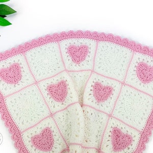 Heart Granny Square Blanket Crochet Pattern Crochet Heart Blanket Crochet Hearts Baby Blanket Granny Square Hearts Blanket image 7