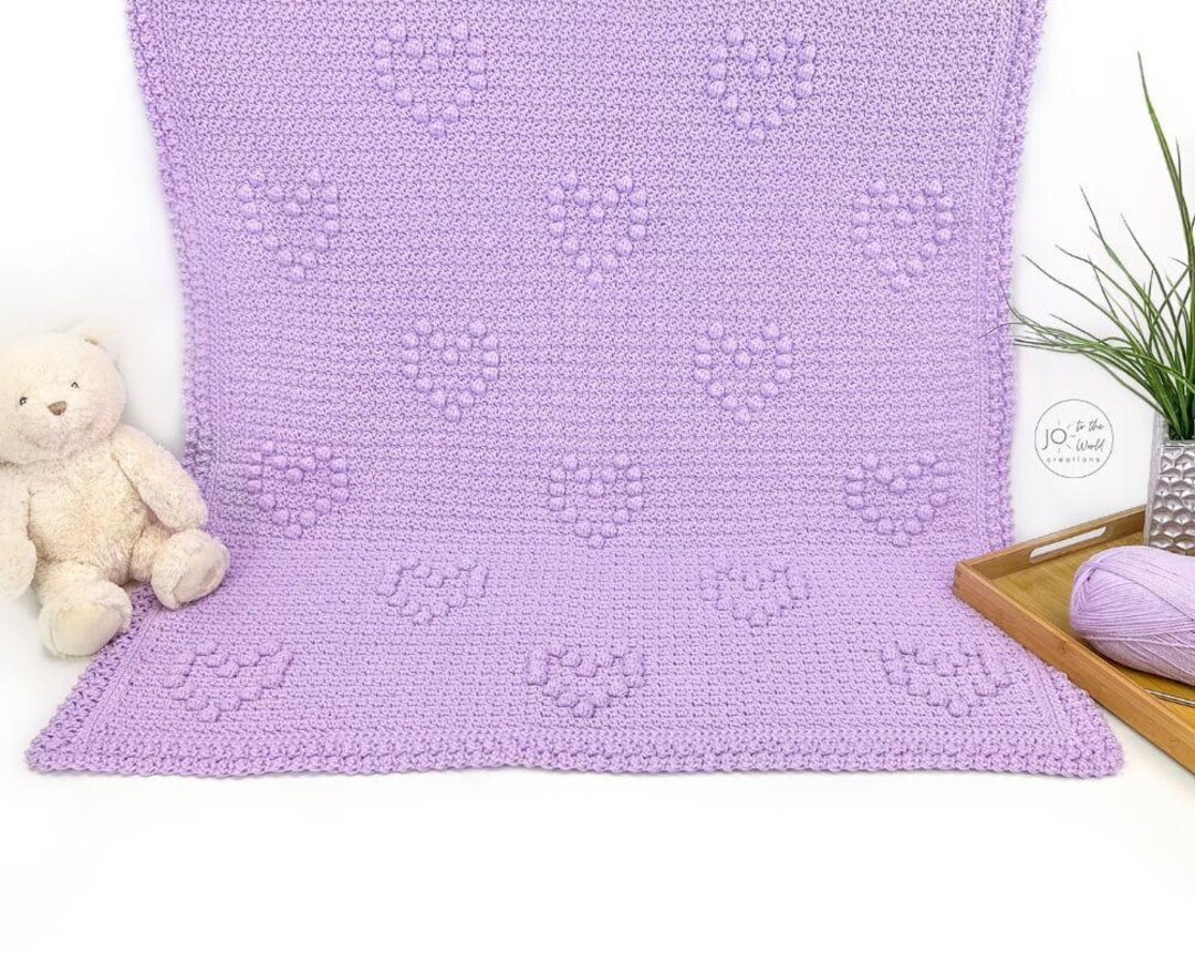 Bobbled Hearts Baby Blanket Crochet Pattern - Etsy UK