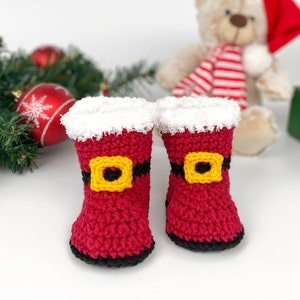 Christmas Baby Booties, Crochet Booties, Christmas Crochet Pattern image 1