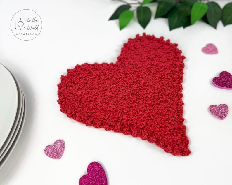 Crochet Heart Pattern Heart Dishcloth Crochet Pattern image 3