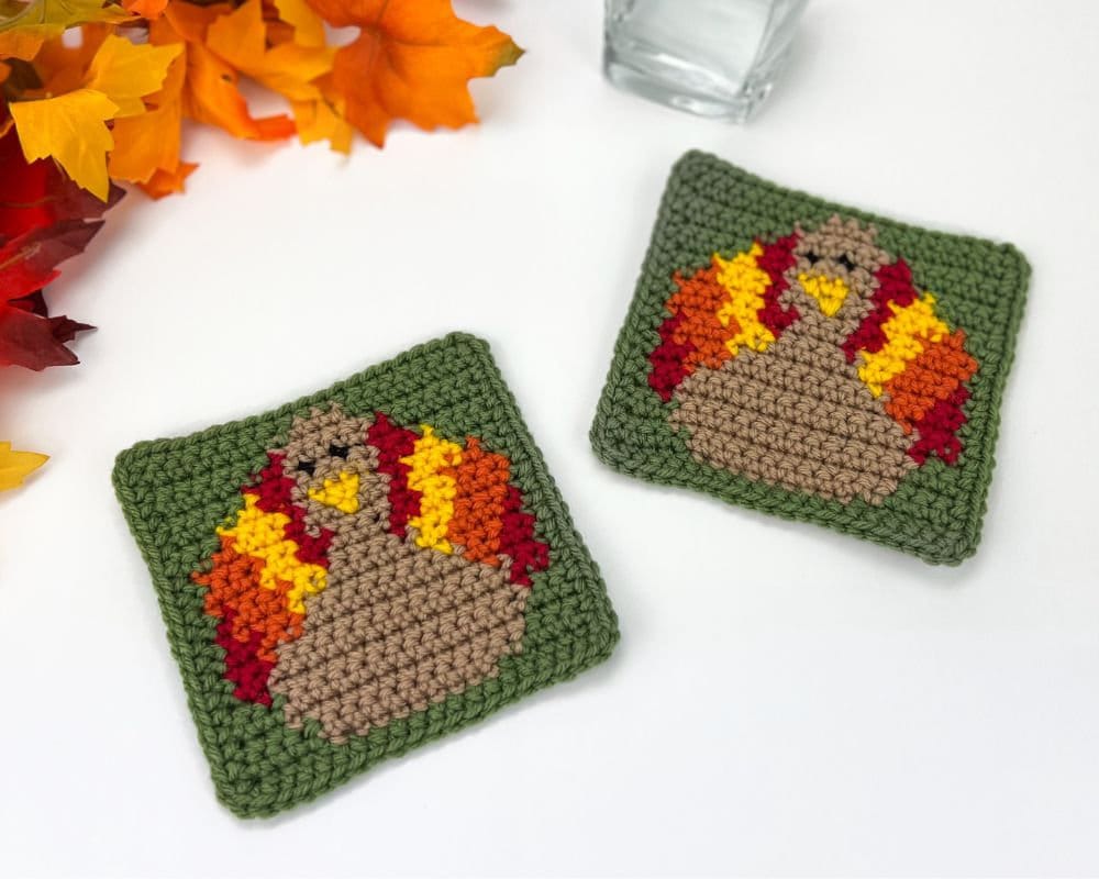 39 Turkey Crochet Patterns for Festive Thanksgiving Decorations 3 Crochet Turkey Coasters