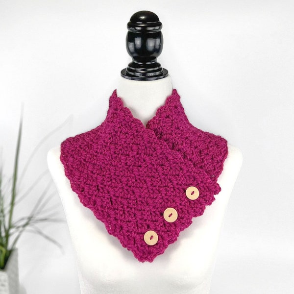 Crochet Cowl Pattern | Button Cowl | Neck Warmer Pattern