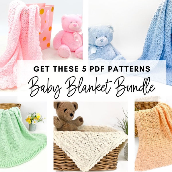 Easy Crochet Baby Blanket Pattern Bundle | Crochet Afghan Patterns | 5 Best-Selling Baby Blankets Crochet Patterns with Video Tutorials