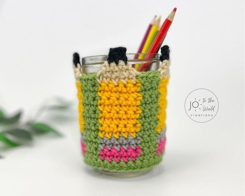 Crochet Pencil Holder Cover Pattern A Great Gift for a Teacher or Kid's Desk image 7