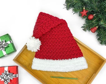 Easy Santa Hat Crochet Pattern | Crochet Santa Hat | Adult Santa Hat | Classic Santa Hat Crochet Pattern