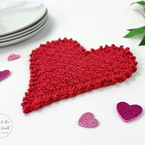 Crochet Heart Pattern Heart Dishcloth Crochet Pattern image 2