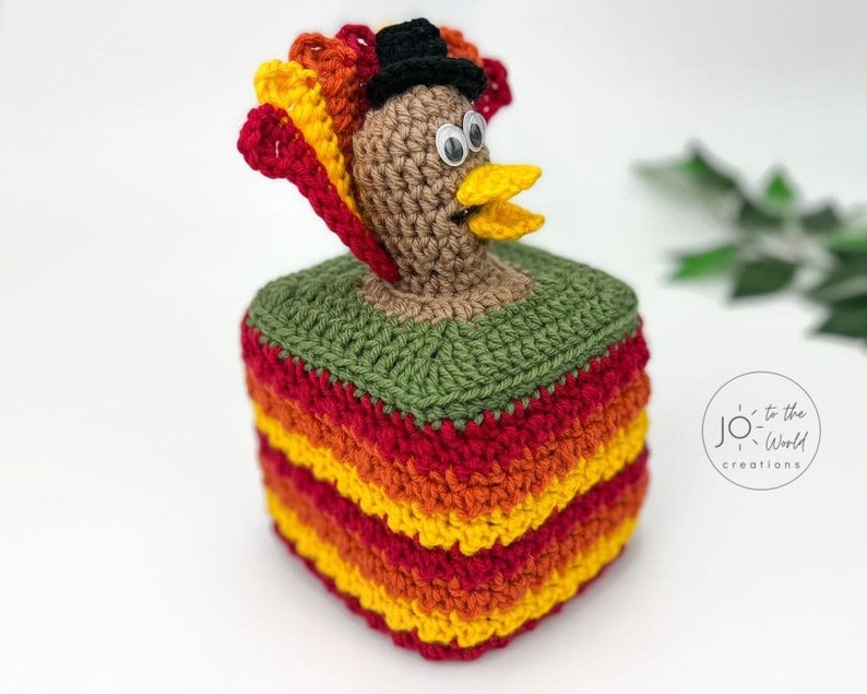 Crochet Turkey Tissue Dispenser / Tissue Box Cover Pattern image 3