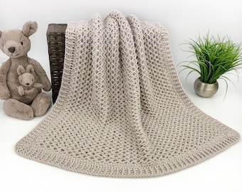 Textured V-Stitch Blanket Crochet Pattern | Modern Crochet Baby Blanket Pattern | Unique Crochet Blanket