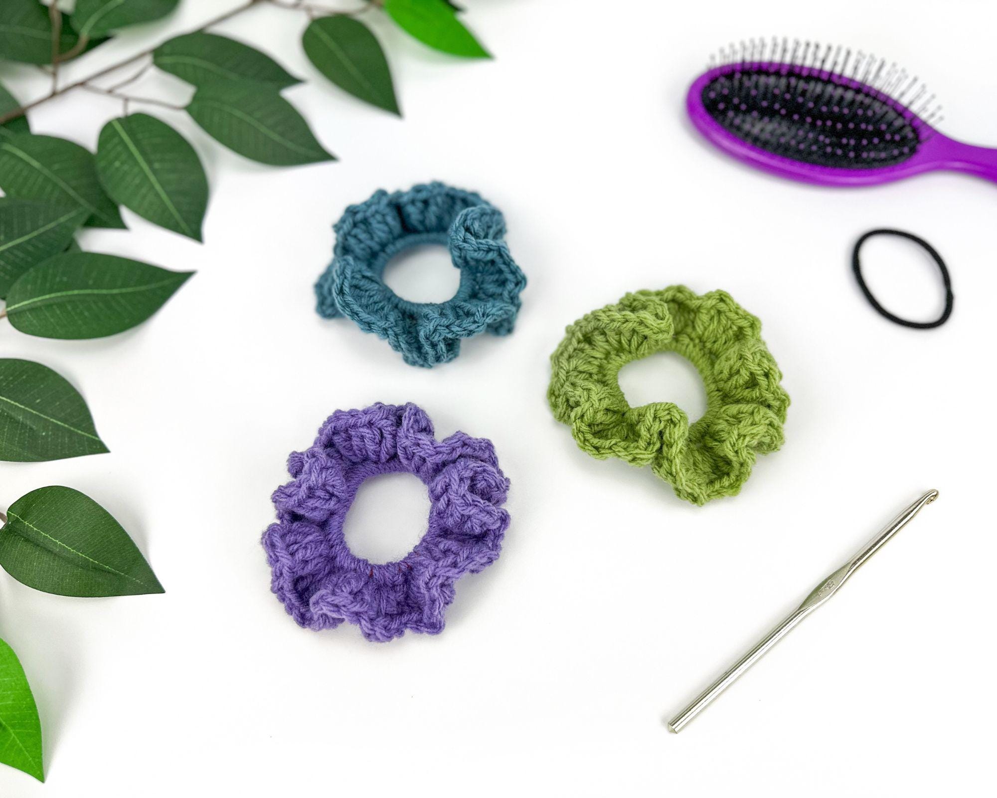 39 Crochet Scrunchies with Flowers, Ruffles, Bows, and Cherries 11 Easy Hair Scrunchie Crochet Pattern Crochet Scrunchies