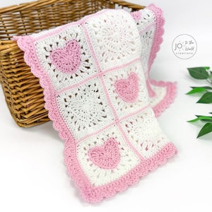Heart Granny Square Blanket Crochet Pattern Crochet Heart Blanket Crochet Hearts Baby Blanket Granny Square Hearts Blanket image 4