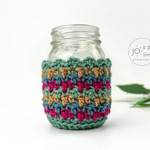 Mason Jar Cover Crochet Pattern Easy Crochet Jar Covers Mason Jar Cozy Pattern Quick Crochet Jar Sleeves PDF Crochet Pattern image 3