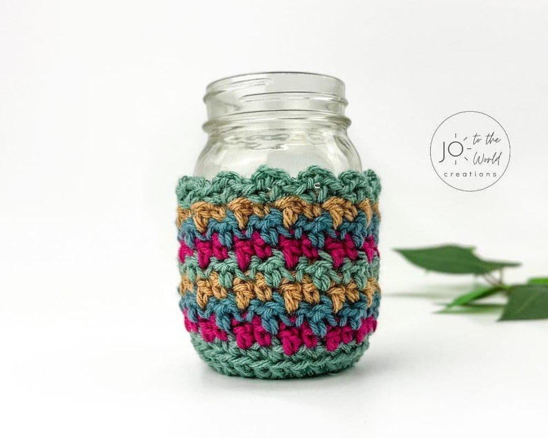 Mason Jar Cover Crochet Pattern Easy Crochet Jar Covers Mason Jar Cozy Pattern Quick Crochet Jar Sleeves PDF Crochet Pattern image 3