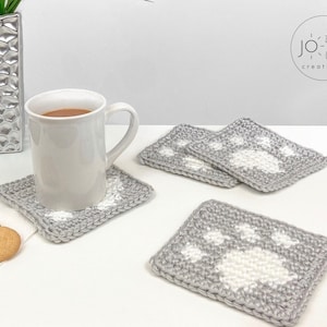 Paw Print Coasters Crochet Pattern Crochet Coasters image 2