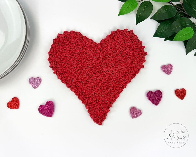 Crochet Heart Pattern Heart Dishcloth Crochet Pattern image 8