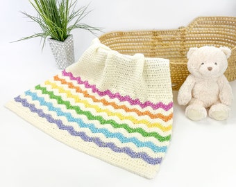 Rainbow Crochet Blanket Pattern | Ripple Rainbow Crochet Baby Blanket Pattern | Crochet Afghan Pattern