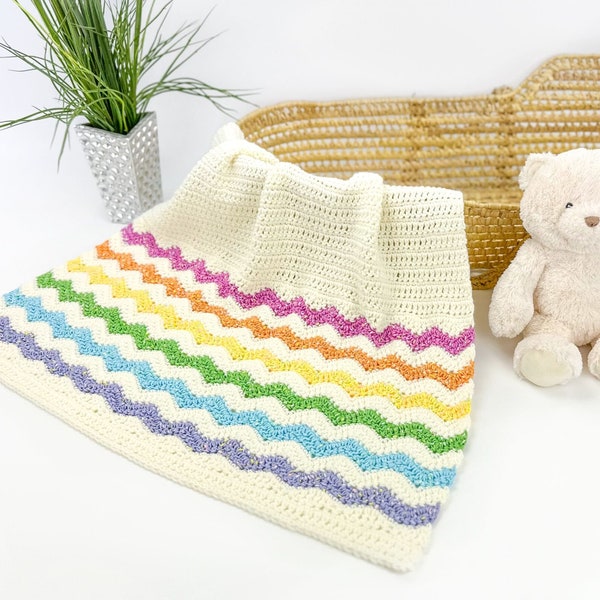 Rainbow Crochet Blanket Pattern | Ripple Rainbow Crochet Baby Blanket Pattern | Crochet Afghan Pattern