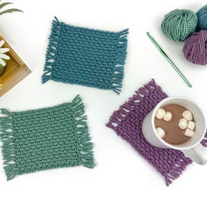 Easy Mug Rug Crochet Pattern | Crochet Mug Rugs | Square Crochet Coaster Pattern | Crochet Drink Coaster | Crochet Coasters