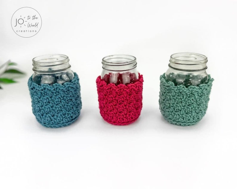 Mason Jar Cover Crochet Pattern Easy Crochet Jar Covers Mason Jar Cozy Pattern Quick Crochet Jar Sleeves PDF Crochet Pattern image 2