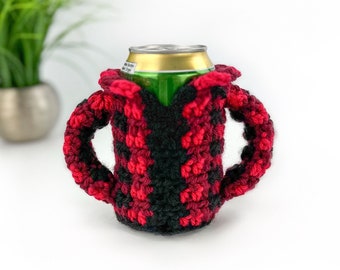 Lumberjack Can Cozy Crochet Pattern | Plaid Jacket Drink Holder | Crochet Can Cozy Pattern | Unique Crochet Pattern | Funny Crochet Gifts